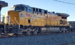 The Setting Sun Reflects off UP 9662 as She Pulls A Manifest Train as the #2 Unit towards UP Green River Yard Wyoming. 